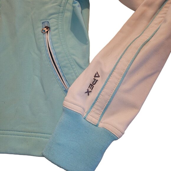 The North Face Youth XS Apex Bionic Jacket Light Blue/White Zip Front Zip Pocket - Picture 4 of 9